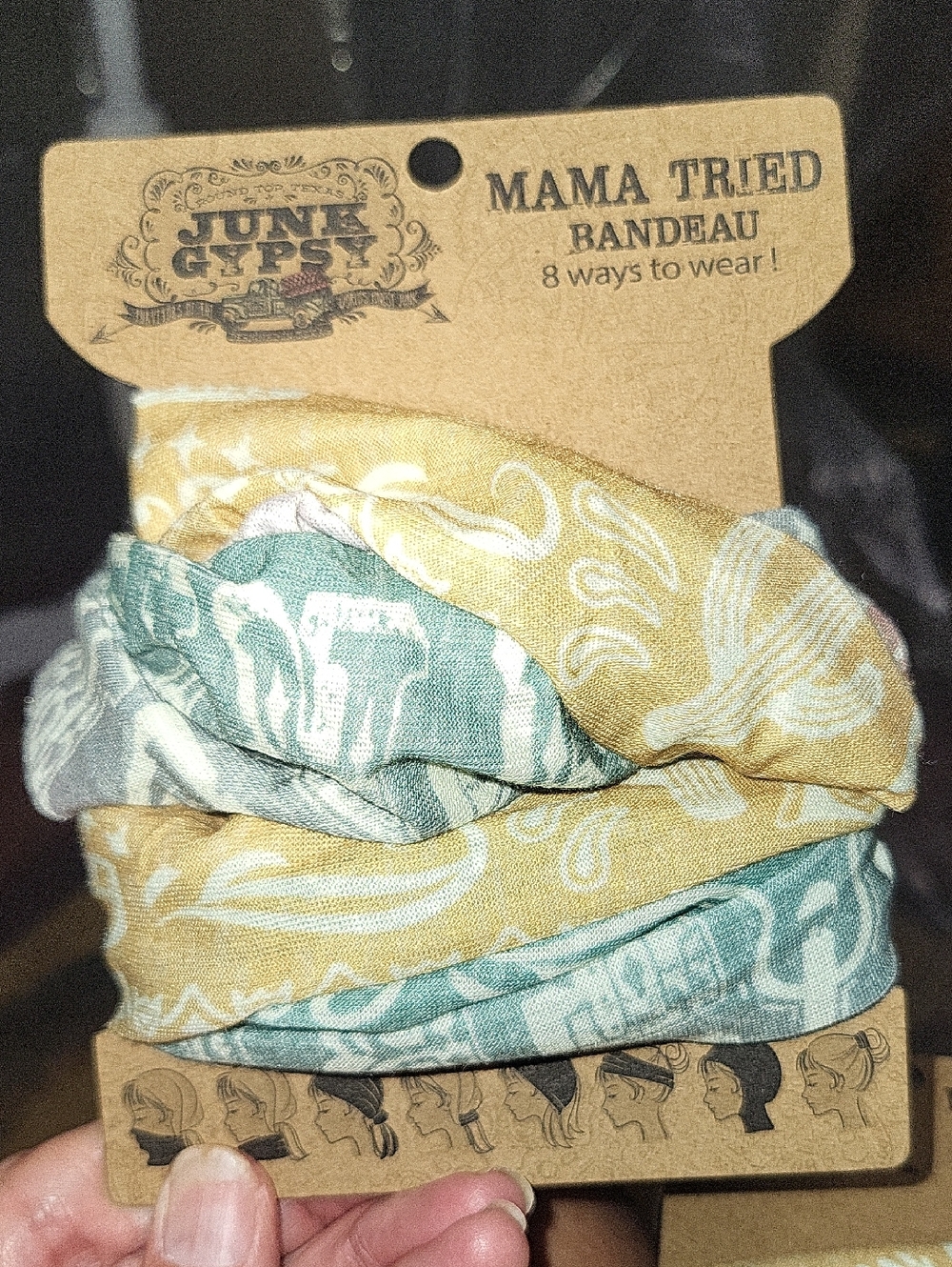 Buff Mama Tried Bandeau Hair Wrap in Mustard Yellow and Sage Green